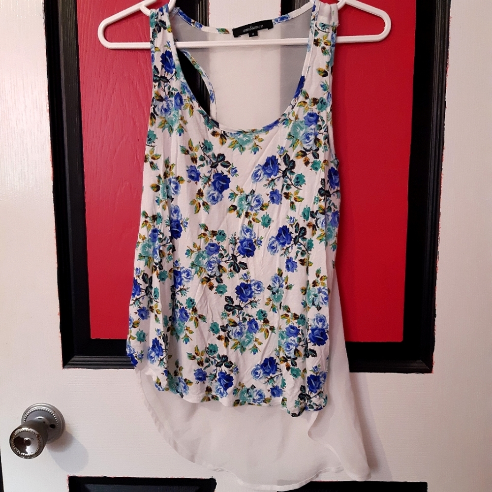 Floral tank top with sheer back
